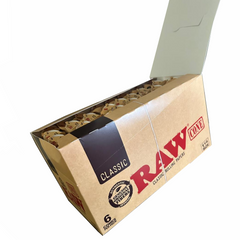 RAW Classic 1¼ Pre-Rolled Cones – Open Display Box Right-Angle, Pre-Rolled for Quick Use, Natural Materials.