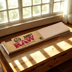 Single pack of RAW Classic 200’s King-Size Slim Rolling Papers – 200 ultra-thin leaves with natural acacia gum for smooth, slow burning