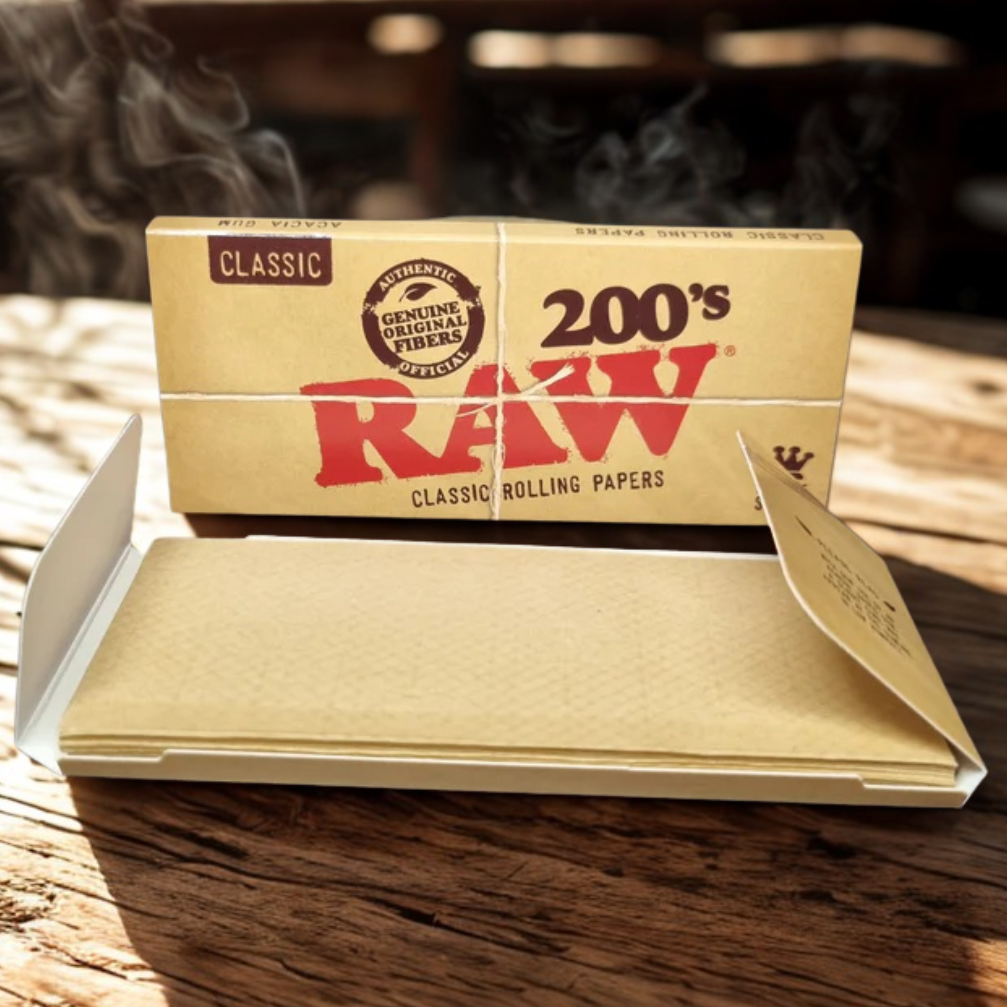 Single pack of RAW Classic 200’s King-Size Slim Rolling Papers – 200 ultra-thin leaves with natural acacia gum for smooth, slow burning