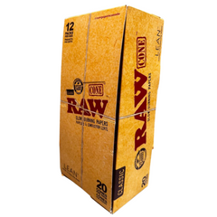 RAW Classic Lean Pre-Rolled Cones sealed display box right side view – 20 cones per pack, hemp 109mm