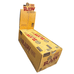 RAW Classic Lean Pre-Rolled Cones open display box left side view – classic lean natural hemp cones, 12 packs