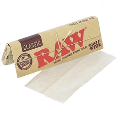 RAW Classic Single Wide Rolling Papers – Open Single Pack with One Rolling Paper Sheet, Natural Unrefined Vegan Paper