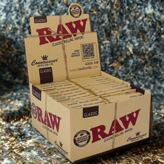 Box of RAW Connoisseur King-Size Slim Rolling Papers + Tips – 24 packs