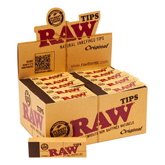 RAW Natural Original Paper Filter Tips – 50 Tips per Pack, 50 Packs per Box – Classic Rolling Accessories