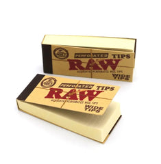 Two Pack of RAW Perforated Wide Tips – 50 Tips per Pack – 50 Packs per Box – Natural Unrefined Rolling Filter Tips 