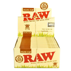 Display Box RAW Organic Hemp King Size Rolling Papers Wholesale Box – 50 Packs × 32 Leaves, Purest Natural Gum