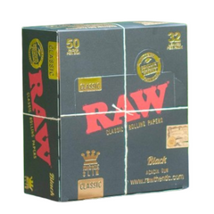 Box of RAW Classic Black King-Size Slim Rolling Papers 50 packs 32 Leaves per pack