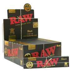 Display Box of RAW Classic Black King-Size Slim Rolling Papers 50 packs 32 Leaves per pack