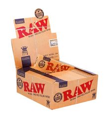 RAW Classic King Size Slim Rolling Papers – 50-Pack Box (32 Leaves per Pack) – Ultra-Thin, Unrefined, Natural Gum