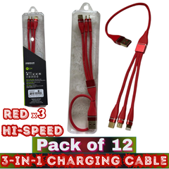 ROX 3-in-1 Universal Charging Cable – Lightning/Micro/Type-C – Hi-Speed – Pack of 12