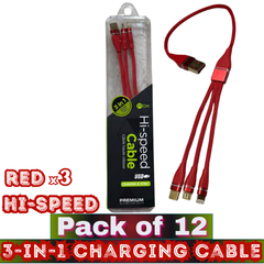 ROX 3-in-1 Universal Charging Cable – Lightning/Micro/Type-C – Hi-Speed – Pack of 12