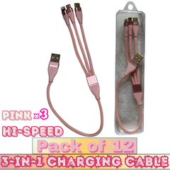 ROX 3-in-1 Universal Charging Cable – Lightning/Micro/Type-C – Hi-Speed – Pack of 12