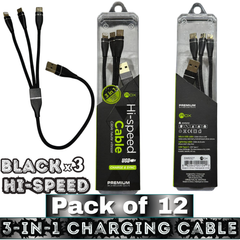 ROX 3-in-1 Universal Charging Cable – Lightning/Micro/Type-C – Hi-Speed – Pack of 12