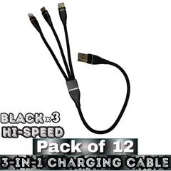 ROX 3-in-1 Universal Charging Cable – Lightning/Micro/Type-C – Hi-Speed – Pack of 12