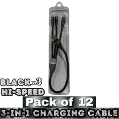ROX 3-in-1 Universal Charging Cable – Lightning/Micro/Type-C – Hi-Speed – Pack of 12