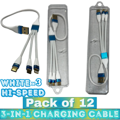 ROX 3-in-1 Universal Charging Cable – Lightning/Micro/Type-C – Hi-Speed – Pack of 12