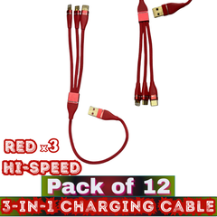 ROX 3-in-1 Universal Charging Cable – Lightning/Micro/Type-C – Hi-Speed – Pack of 12