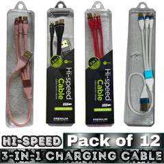 ROX 3-in-1 Universal Charging Cable – Lightning/Micro/Type-C – Hi-Speed – Pack of 12