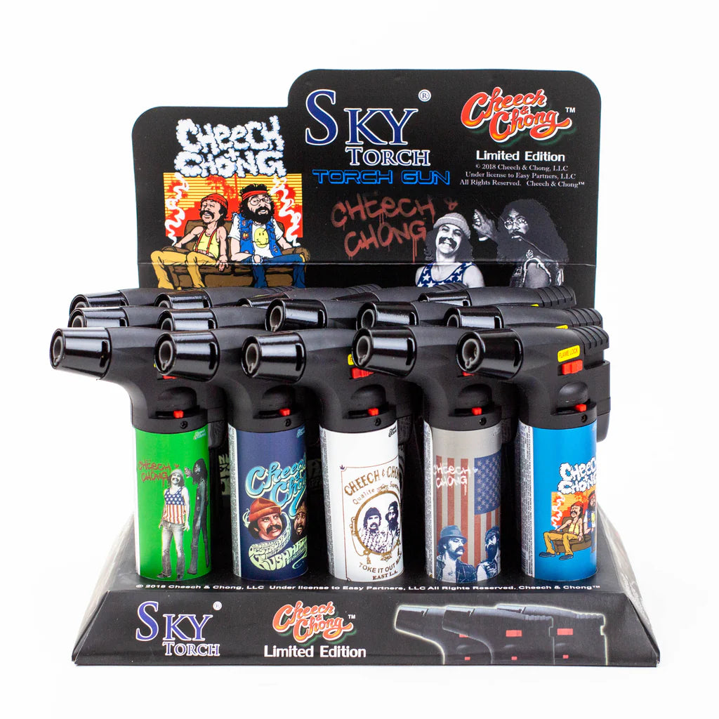 Sky Torch SK101CC – Cheech & Chong Limited Edition Torch Gun Lighter – Refillable Butane – 15ct Display Box – Wholesale & Collector’s Item