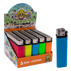 Soul Lighters Solid Neon Disposable Flame Lighter, flint wheel