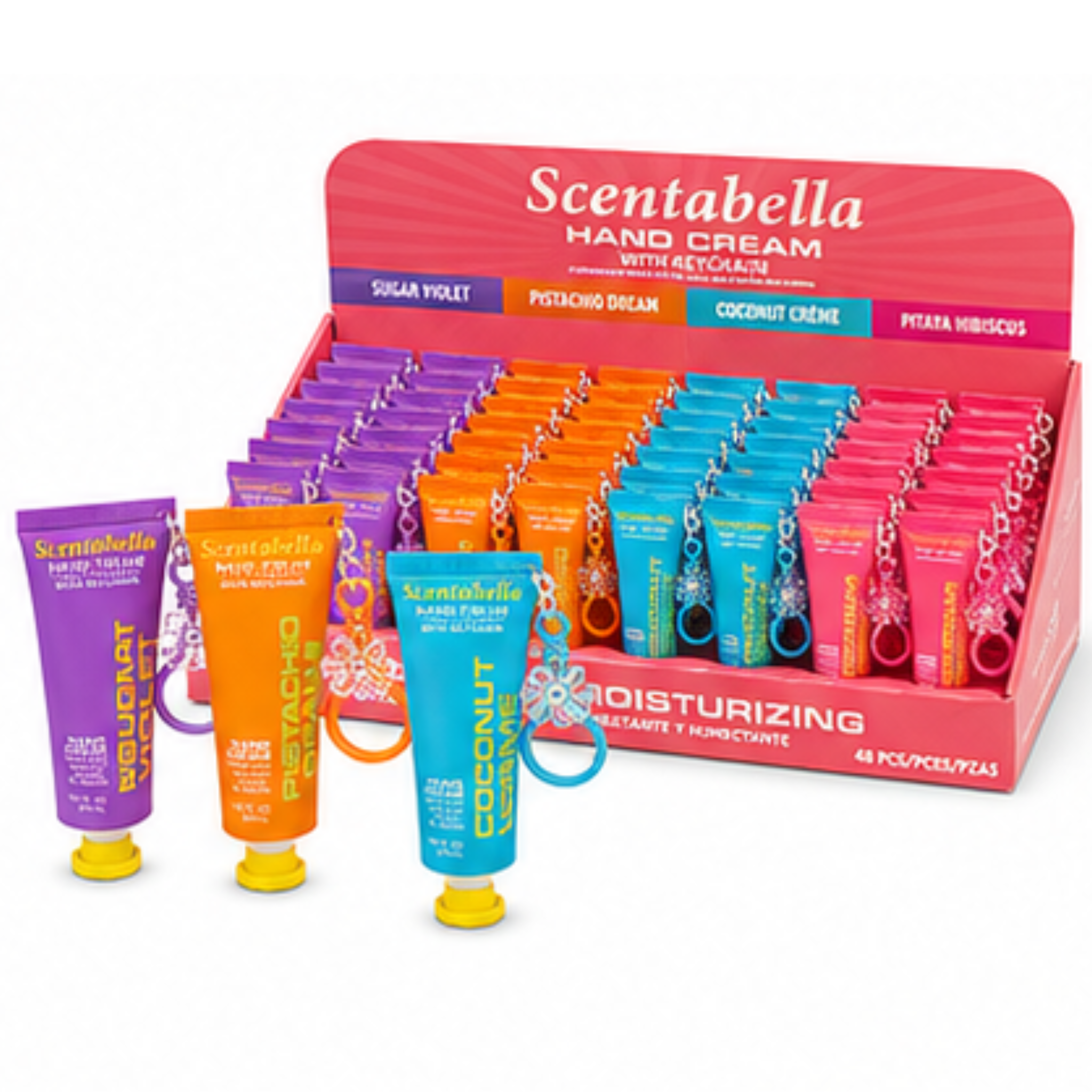 Scentabella Hand Cream with Keychain, 4 Scents, 30ml Tube, 48 Piece Display Box