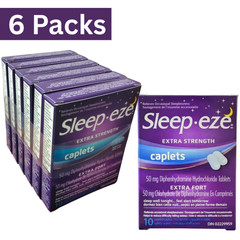 Sleep-eze Extra Strength 50mg Nighttime Sleep Aid Caplets – 10ct Pack of 6