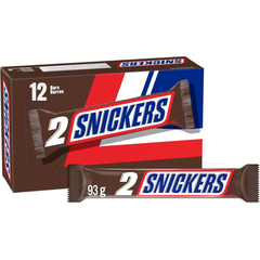Snickers King Size Peanut Milk Chocolate Bars — Pack of 12 × 93g (2 Bars per pack)