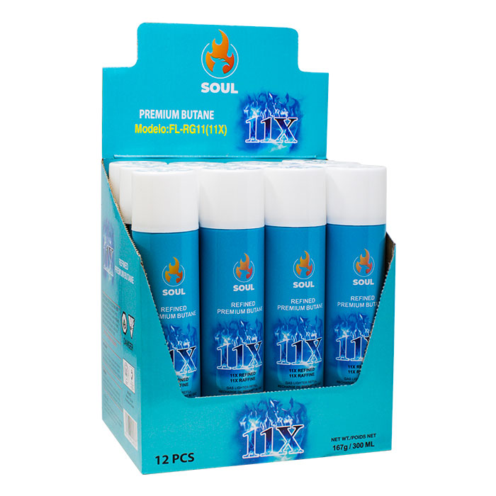 Soul 11X Refined Premium Butane 300ML – Display Pack of 12 – Wholesale Lighter Refill Gas