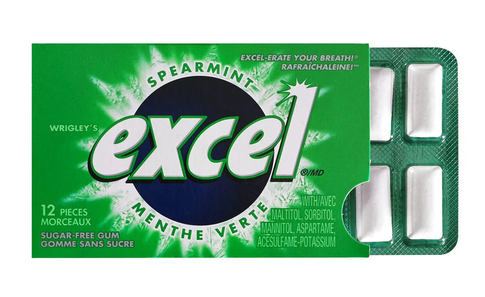 Excel Spearmint Sugar-Free Gum – 2 Pack of 12 Pieces – Sugar-Free Chewing Gum from Canada