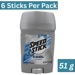 Speed Stick Cool Clean Antiperspirant Deodorant for Men – 51g Stick (Pack of 6), providing 24-hour odor and sweat protection with a refreshing clean scent – bulk wholesale pack.