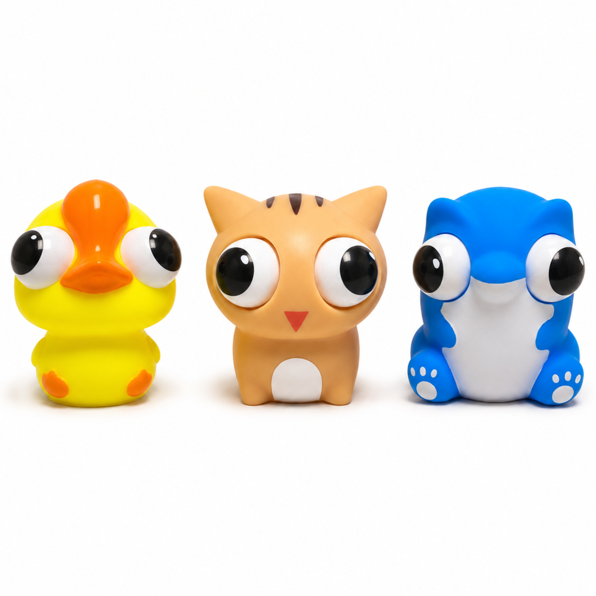 Star Dream Pop Out Eyes Squeeze Toy, Assorted Duck Cat and Monster, 12 Piece Display Box