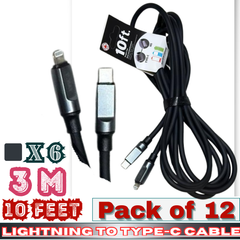 ThunderBay Lightning to Type-C Fast Charging & Sync Cable – 10 Ft / 3 M – Tangle-Free – Pack of 12 – E-10F90167