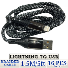 THUNDER BAY Lightning to USB 1.5m braided fast charging cable wholesale 16-pack