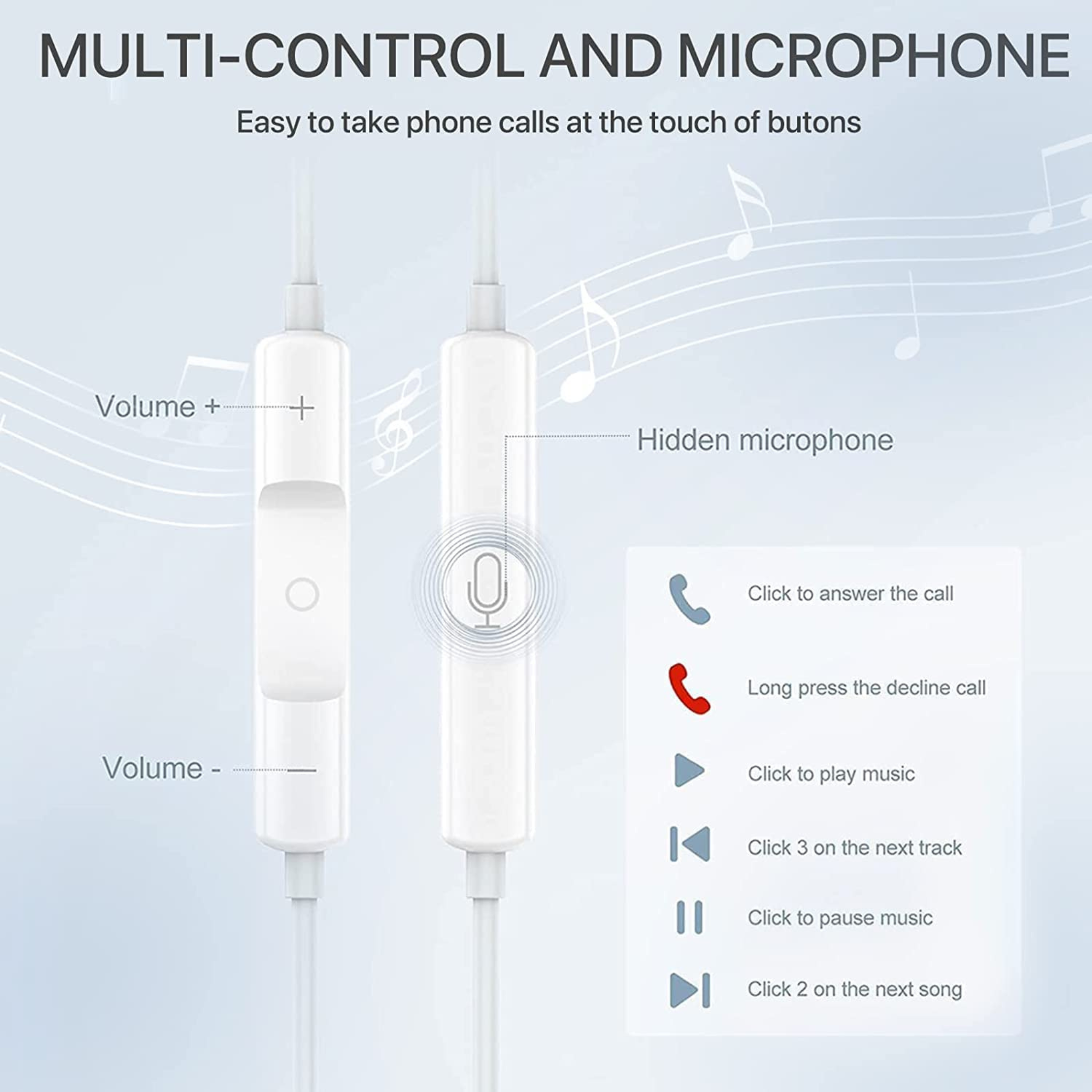 TREQA EP-759 HiFi sound wired earphones with mic