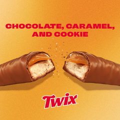 Twix Full Size Caramel Cookie Milk Chocolate Bars — Pack of 12 × 50g (2 Cookie Sticks per pack)