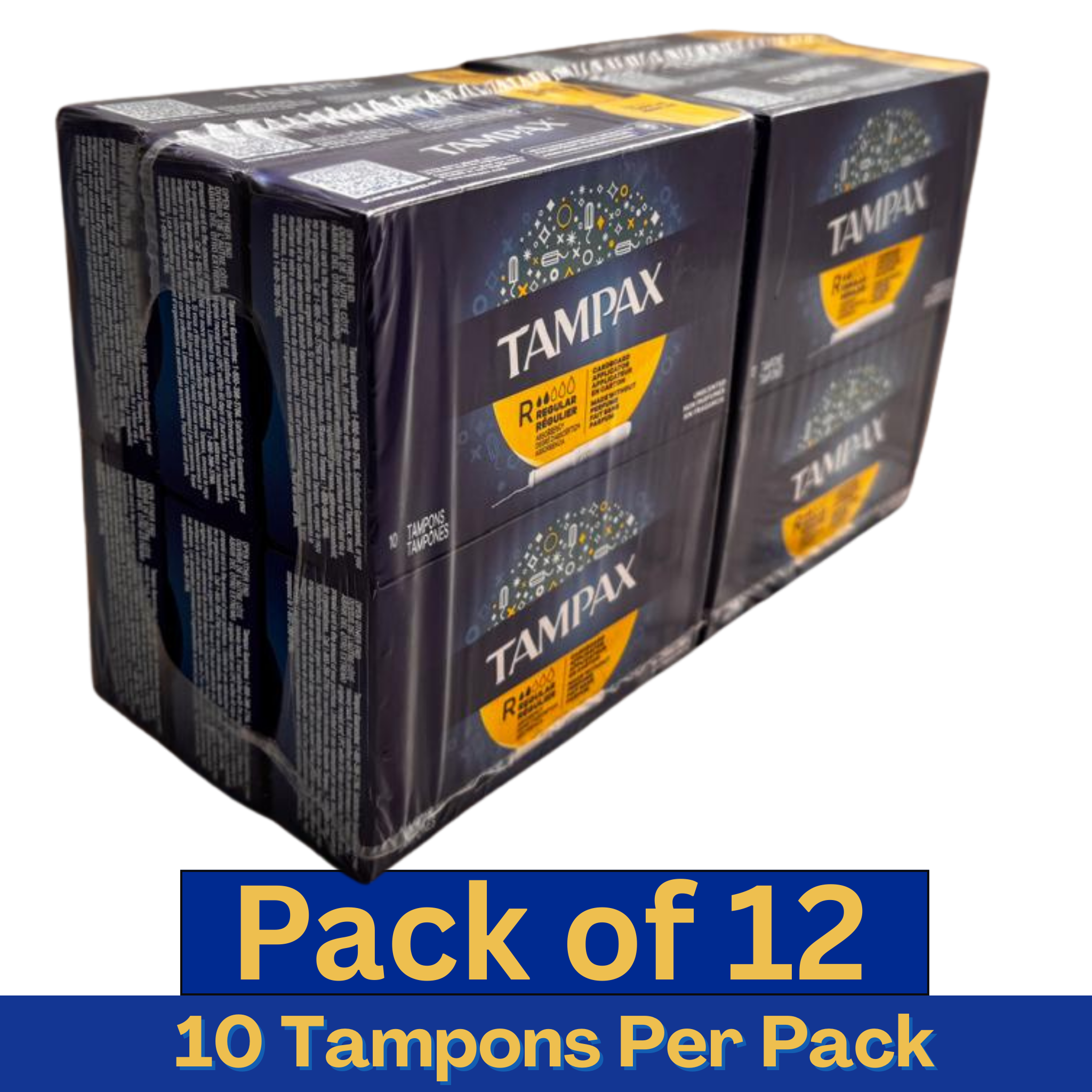 Tampax Cardboard Applicator Regular Tampons Unscented – 10 Count Box Pack of 12
