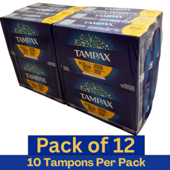 Tampax Cardboard Applicator Regular Tampons Unscented – 10 Count Box Pack of 12
