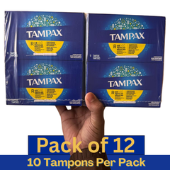 Tampax Cardboard Applicator Regular Tampons Unscented – 10 Count Box Pack of 12