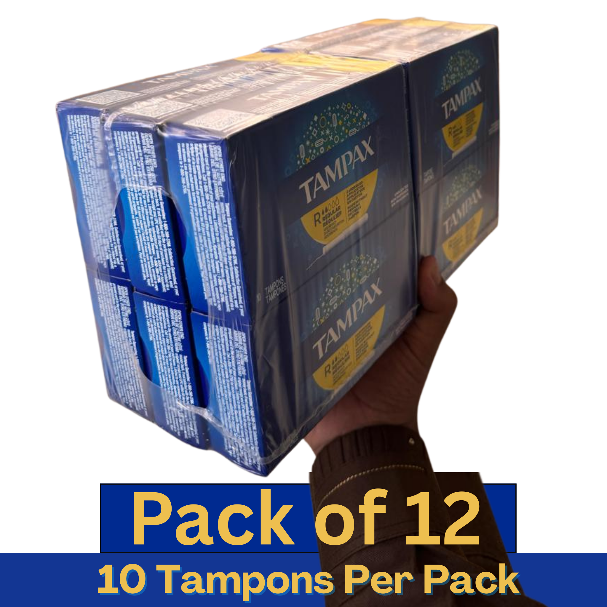 Tampax Cardboard Applicator Regular Tampons Unscented – 10 Count Box Pack of 12