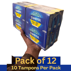 Tampax Cardboard Applicator Regular Tampons Unscented – 10 Count Box Pack of 12