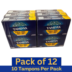 Tampax Cardboard Applicator Regular Tampons Unscented – 10 Count Box Pack of 12
