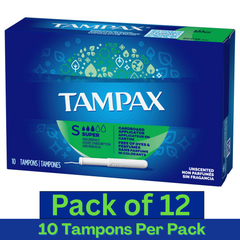 Tampax Cardboard Applicator Super Tampons Unscented – 10 Count Pack of 12 – Wholesale Feminine Hygiene