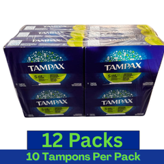 Tampax Cardboard Applicator Super Tampons Unscented – 10 Count Pack of 12 – Wholesale Feminine Hygiene