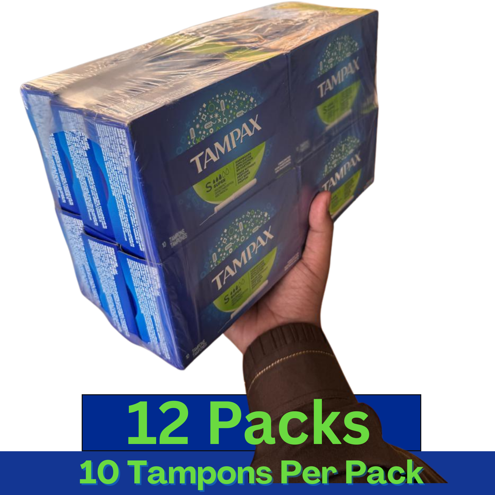 Tampax Cardboard Applicator Super Tampons Unscented – 10 Count Pack of 12 – Wholesale Feminine Hygiene