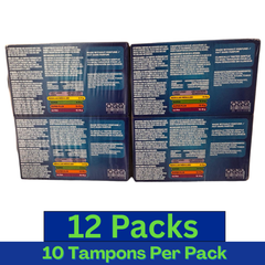 Tampax Cardboard Applicator Super Tampons Unscented – 10 Count Pack of 12 – Wholesale Feminine Hygiene