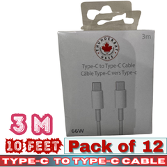 Thunder Bay 66W Type-C to Type-C Fast Charging Cable – 10ft / 3M – Pack of 12