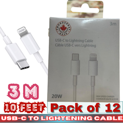 ThunderBay 20W Type-C to Lightning Fast Charging Cable – 10ft / 3m – Pack of 12 – E-AC90162ThunderBay 20W USB-C to Lightning Fast Charging Cable – 10ft / 3m – Pack of 12 – E-AC90162