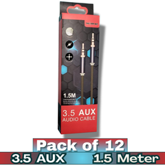 Thunder Bay 1.5 meter deluxe 3.5mm AUX audio cable pack of 12 for wholesale