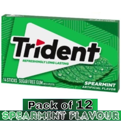 Trident Spearmint Flavour Sugar-Free Chewing Gum – 14 Pieces – Pack of 12
