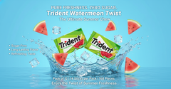 Trident Watermelon Twist Flavour Sugar-Free Chewing Gum – 14 Pieces – Pack of 12